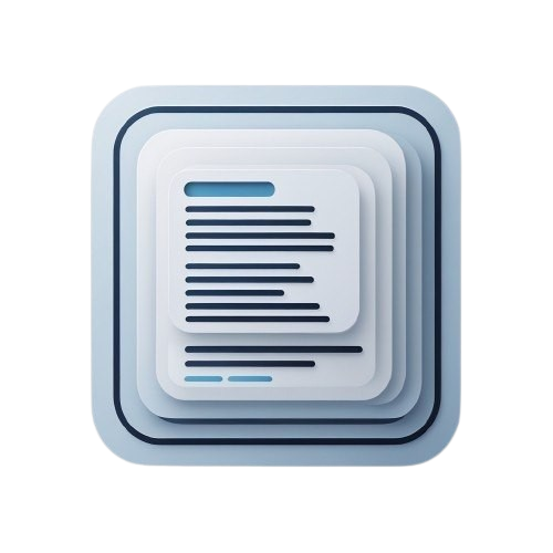 Set of square filters with text on a white background